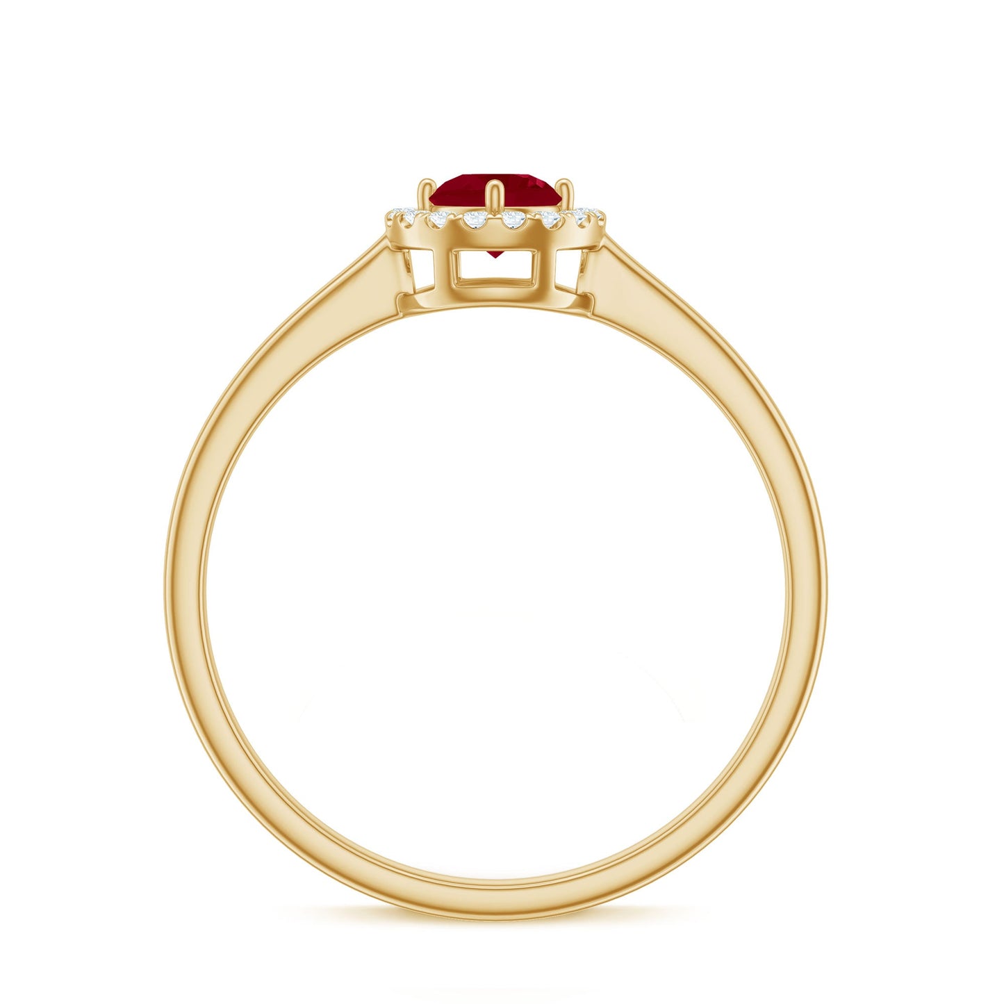 Real Ruby Promise Ring with Diamond Halo