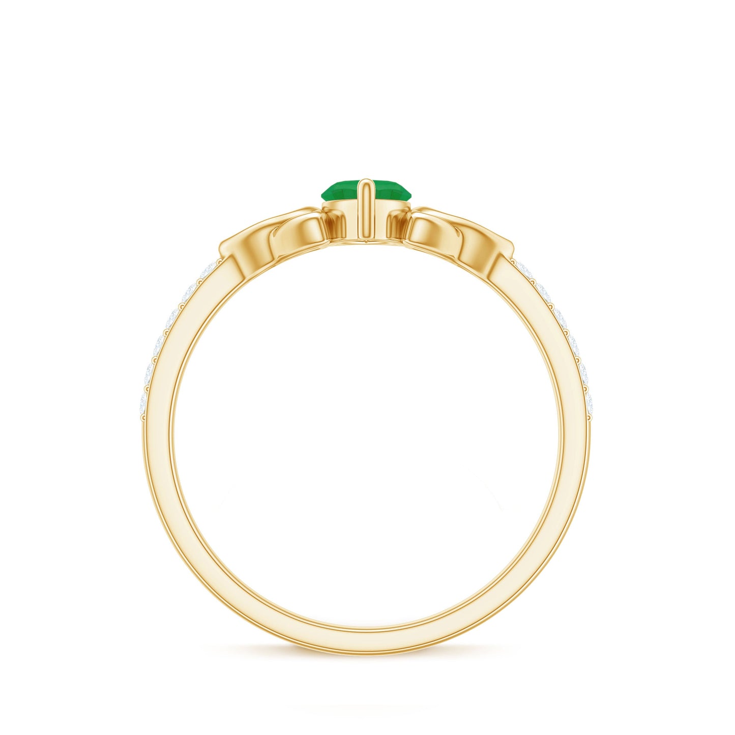 Natural Marquise Emerald Diamond Promise Ring with Celtic Knot