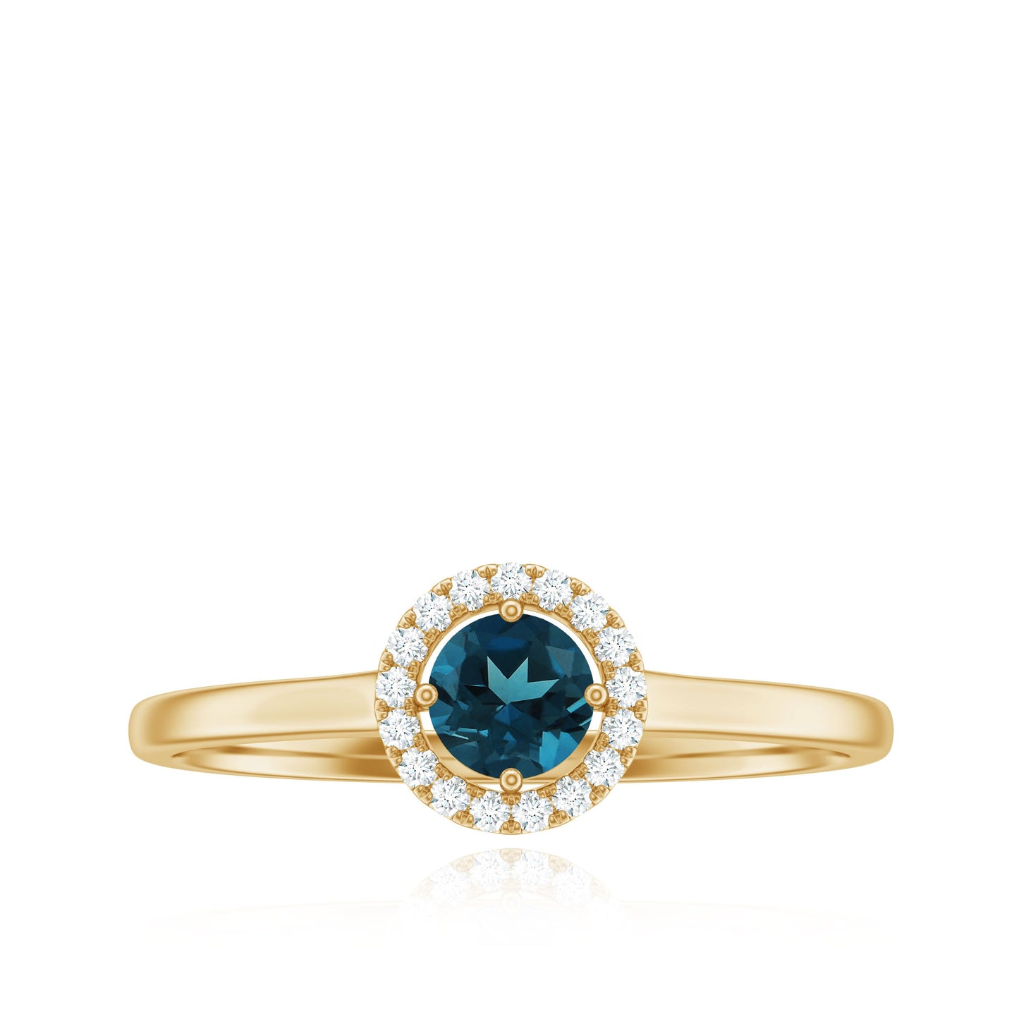 Certified Blue Topaz and Diamond Halo Promise Ring