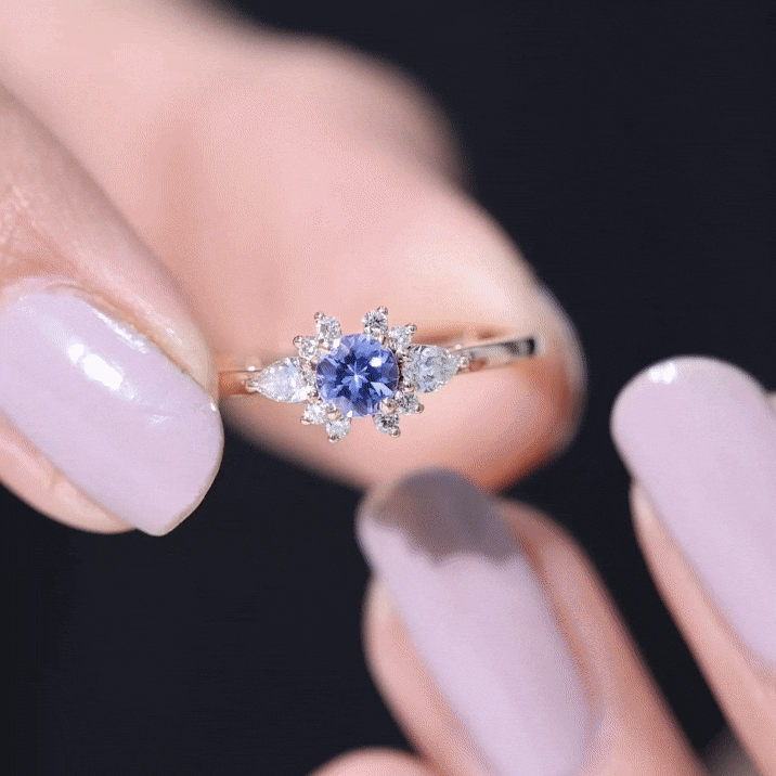 Natural Tanzanite Promise Ring with Diamond stones