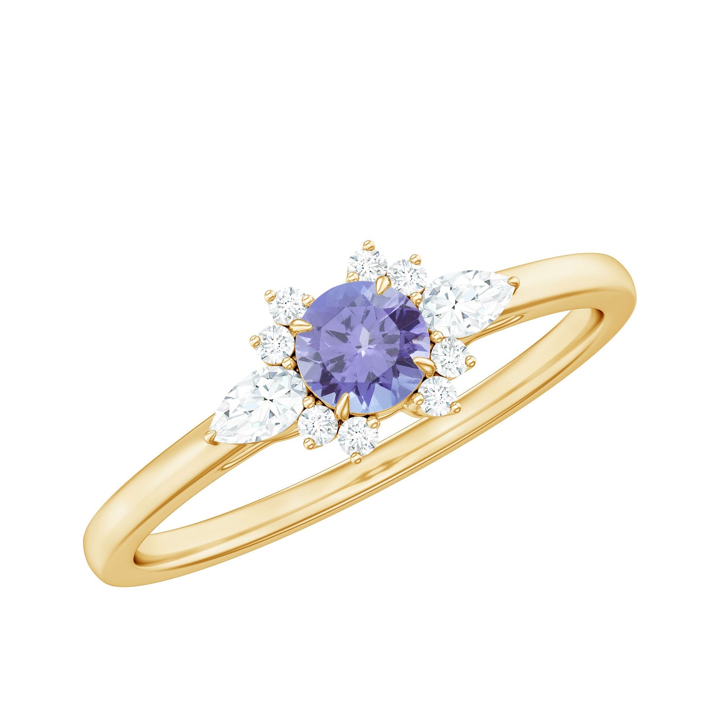 Natural Tanzanite Promise Ring with Diamond stones