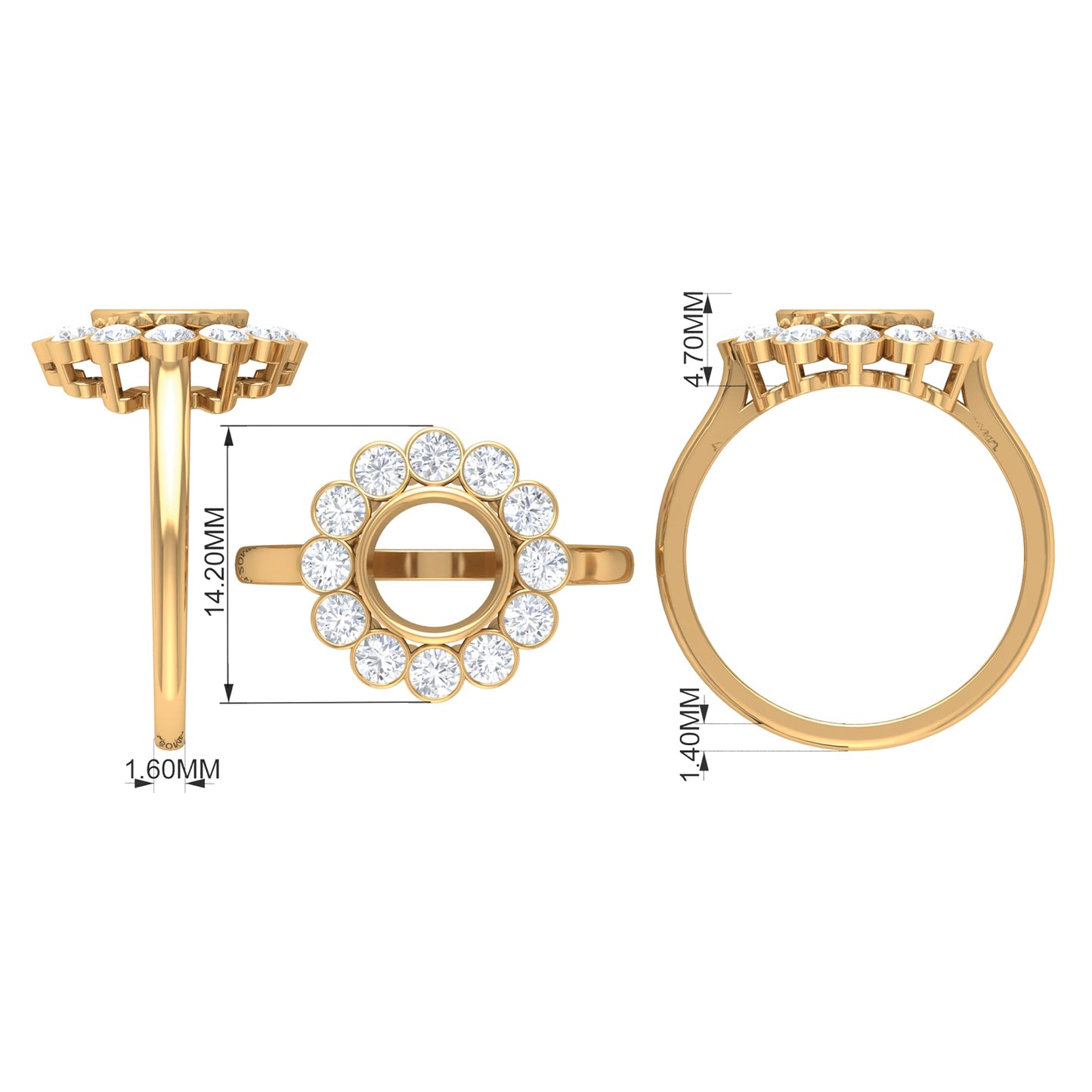 Bezel Set Moonstone Statement Engagement Ring with Diamond Halo