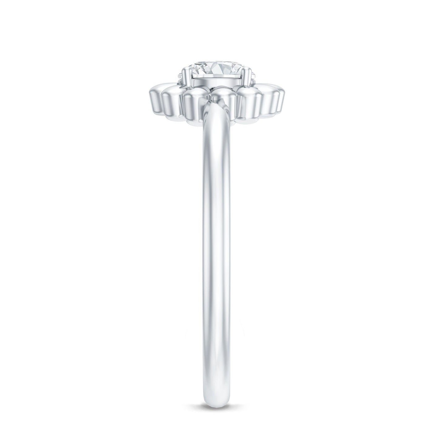Brilliant Cut Moissanite Flower Promise Ring with Certificate