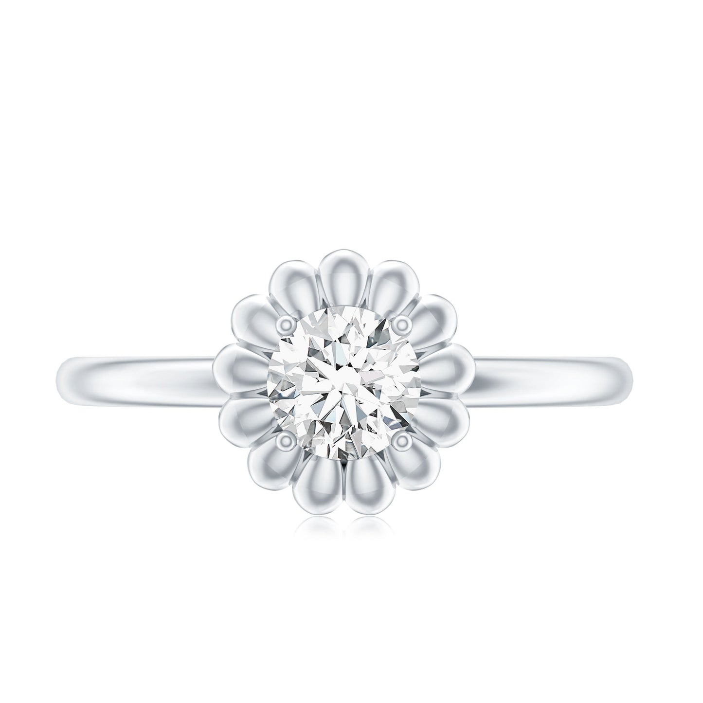 Brilliant Cut Moissanite Flower Promise Ring with Certificate