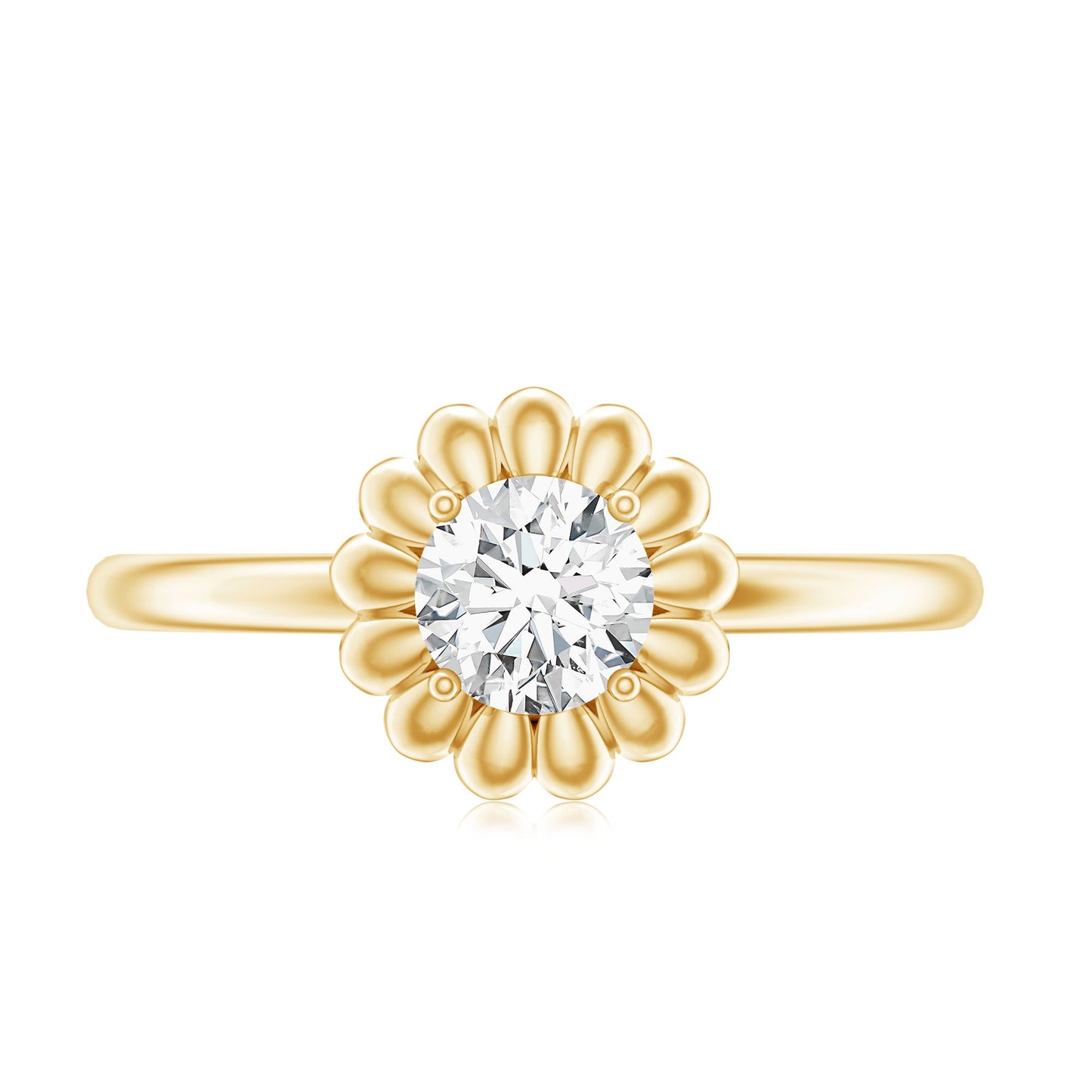 Brilliant Cut Moissanite Flower Promise Ring with Certificate
