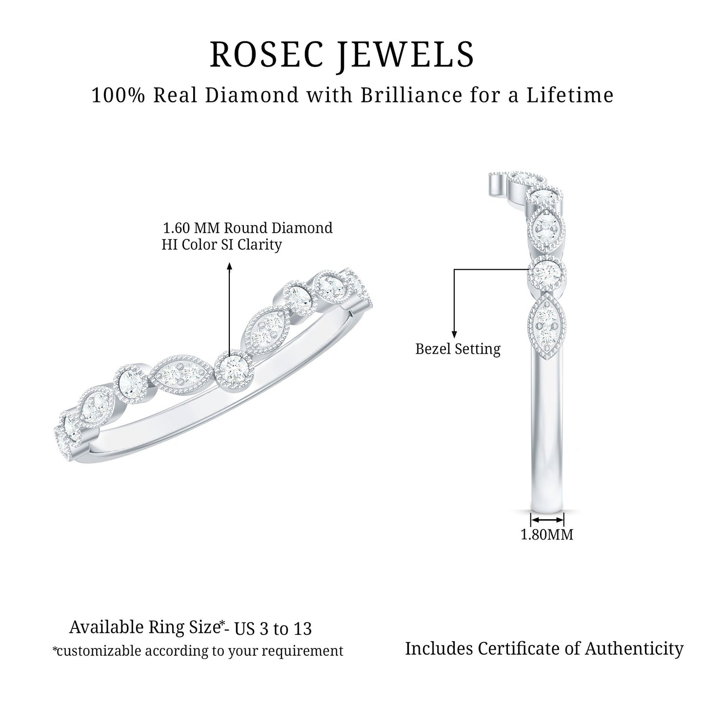 Natural Diamond Curved Wedding Enhancer Ring