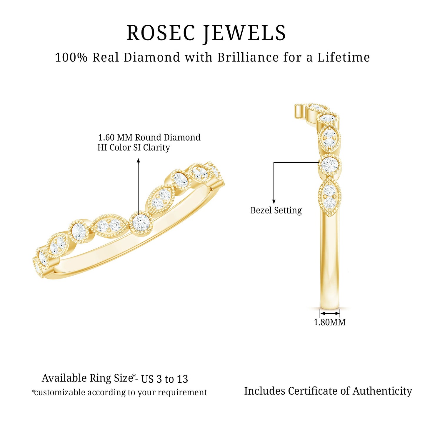 Natural Diamond Curved Wedding Enhancer Ring