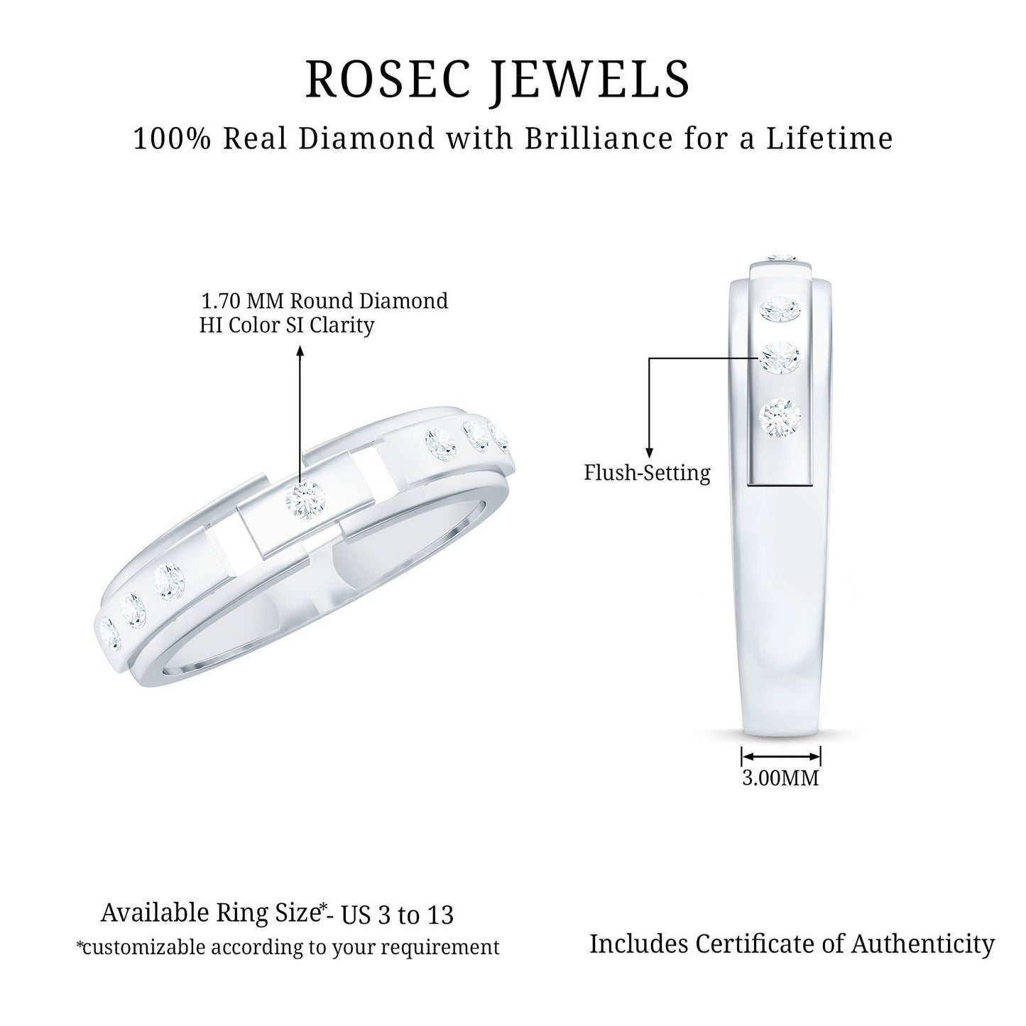 Natural Diamond Wedding Band for Men