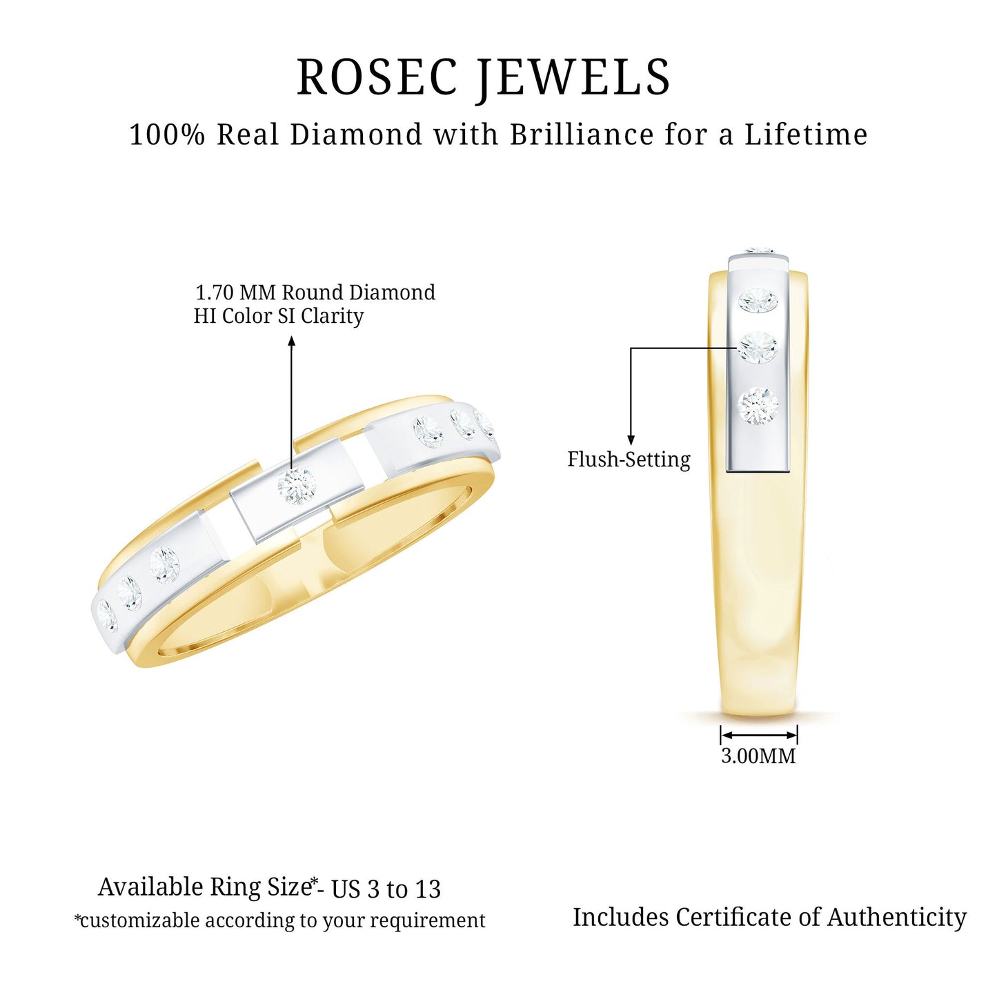 Natural Diamond Wedding Band for Men
