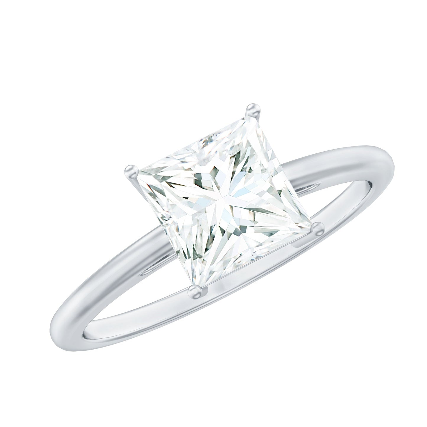 3 Carat Princess Cut Moissanite Solitaire Engagement Ring