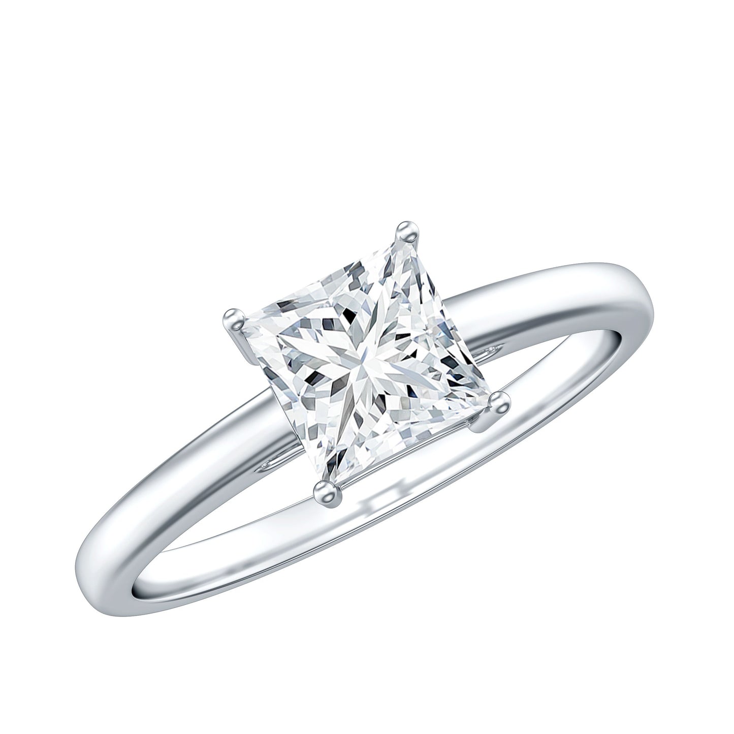 1 CT Princess Cut Moissanite Solitaire Ring for Women