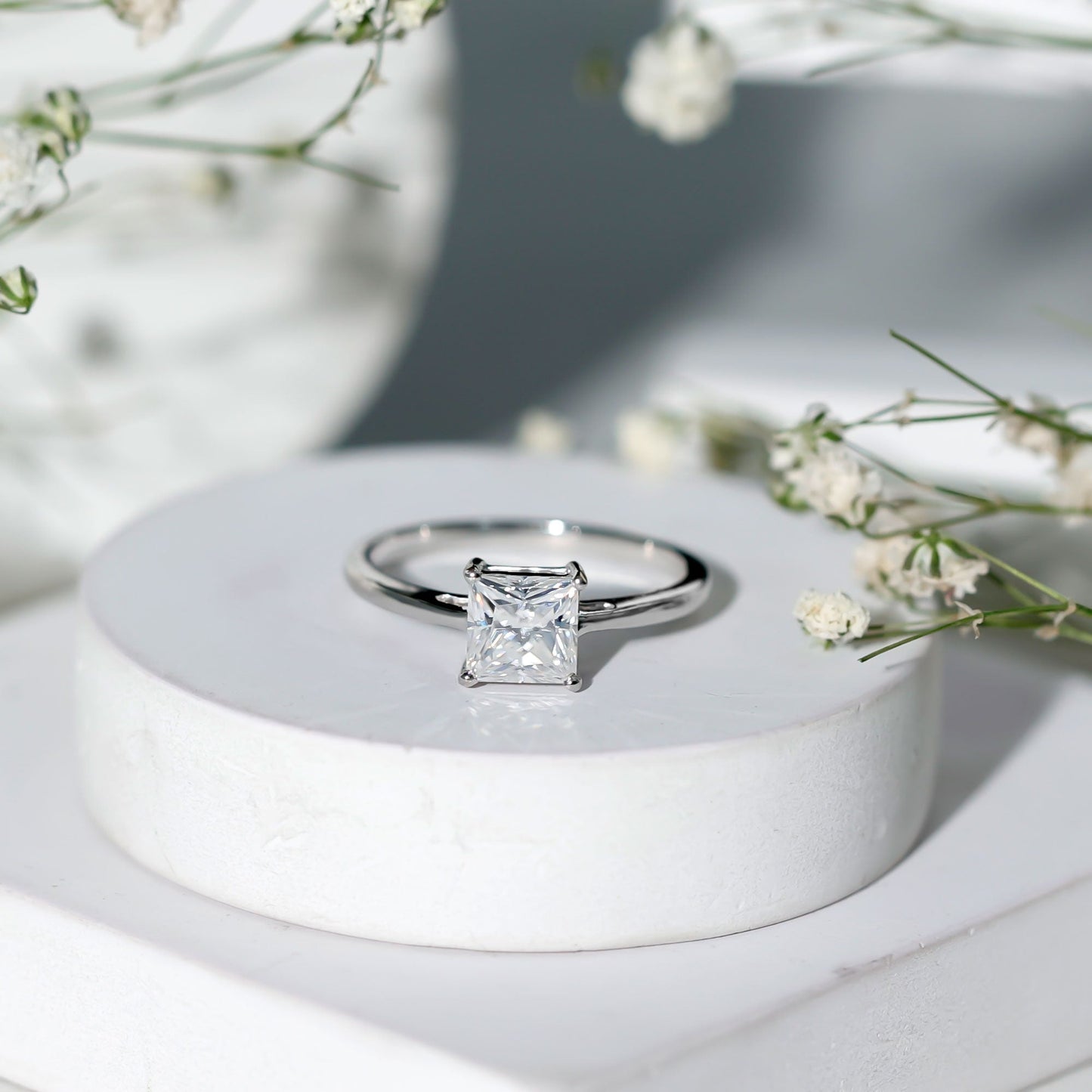 1 CT Princess Cut Moissanite Solitaire Ring for Women