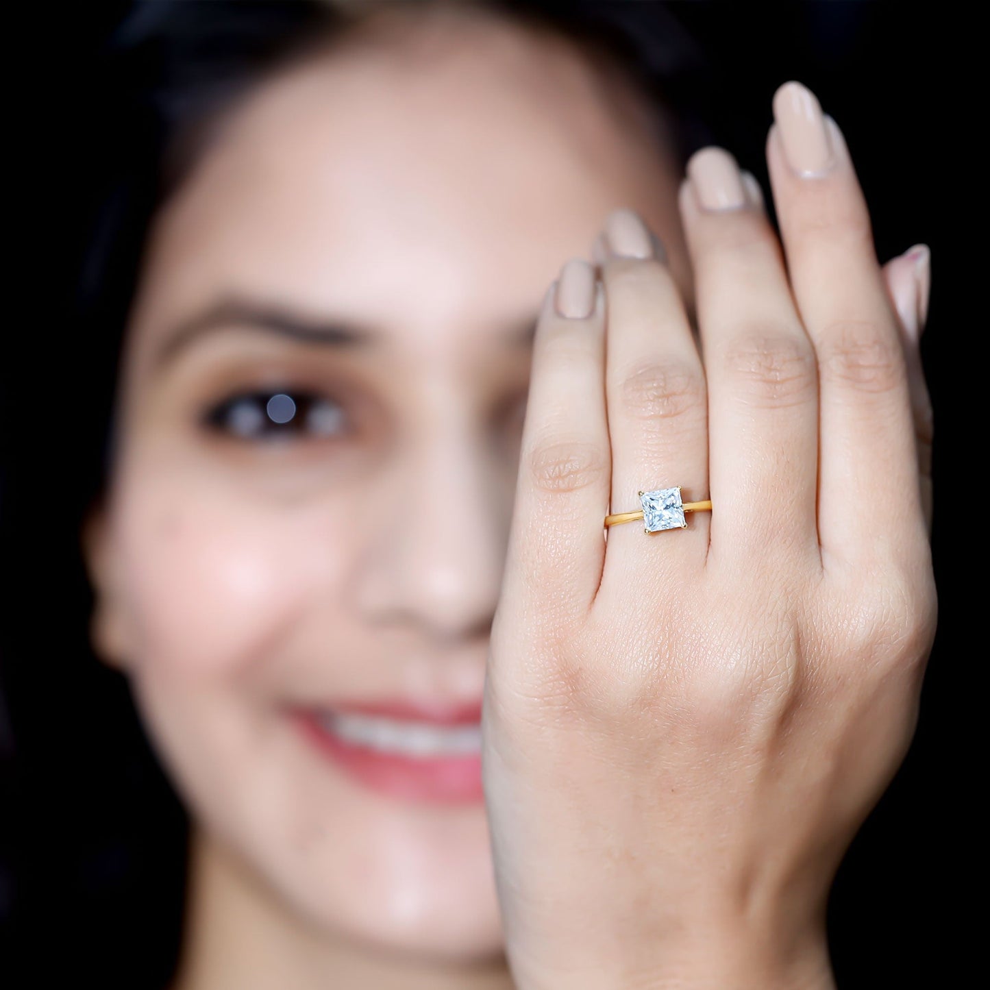 1 CT Princess Cut Moissanite Solitaire Ring for Women