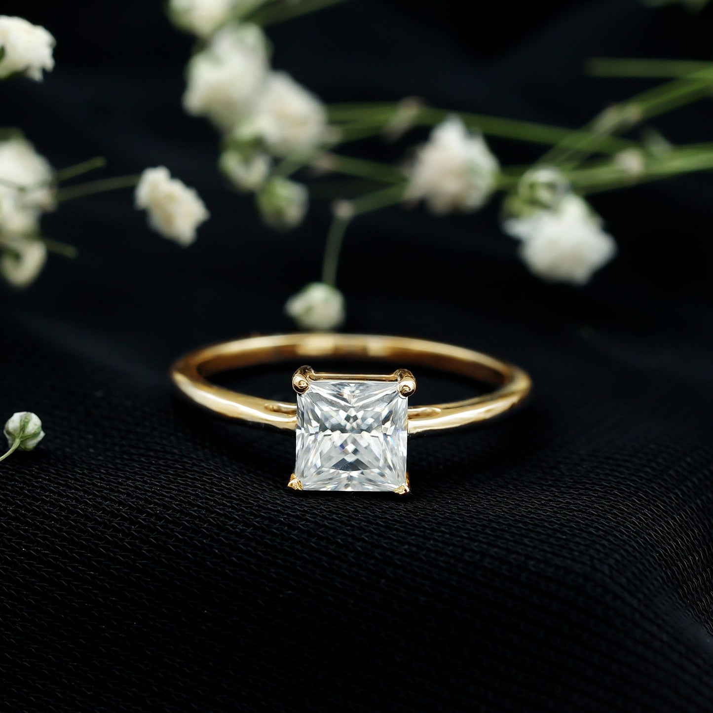 1 CT Princess Cut Moissanite Solitaire Ring for Women