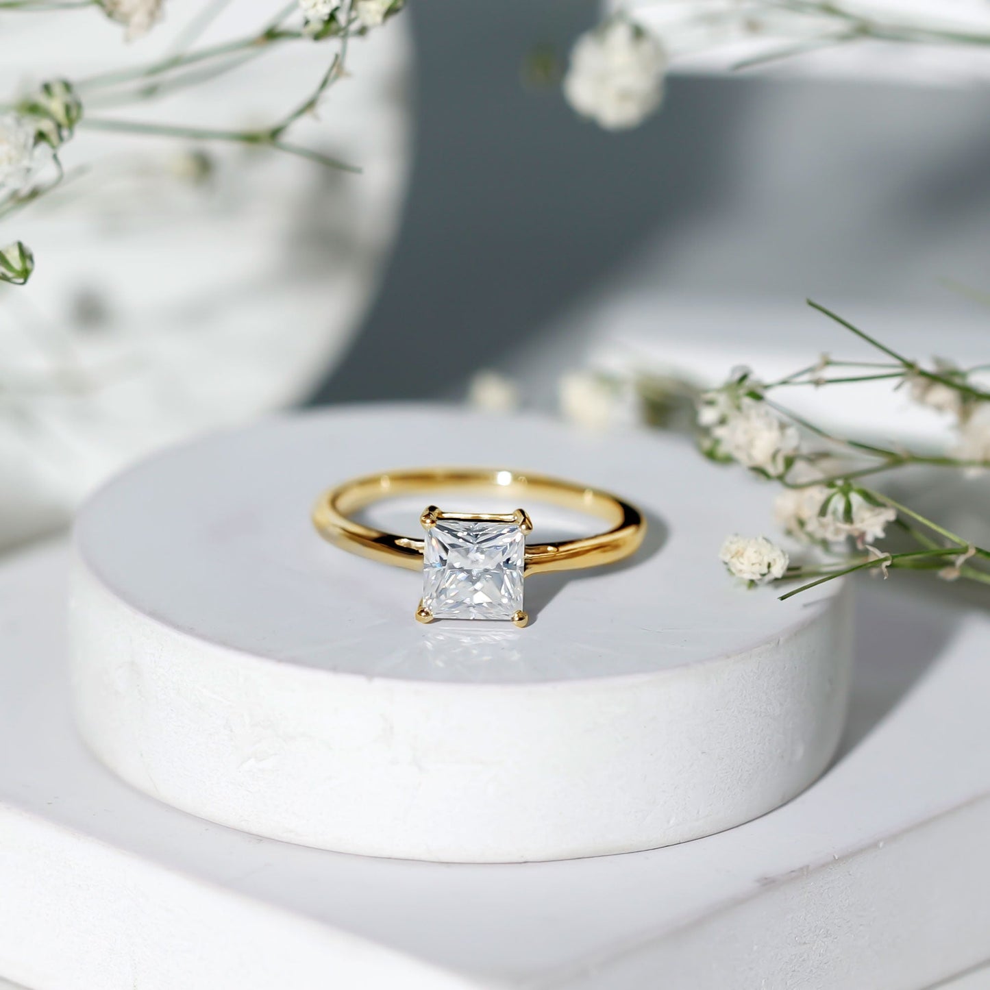 1 CT Princess Cut Moissanite Solitaire Ring for Women