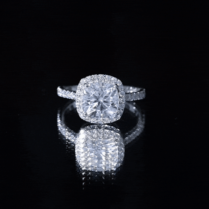 Victorian Style 3 Carat Cushion Moissanite Halo Engagement Ring