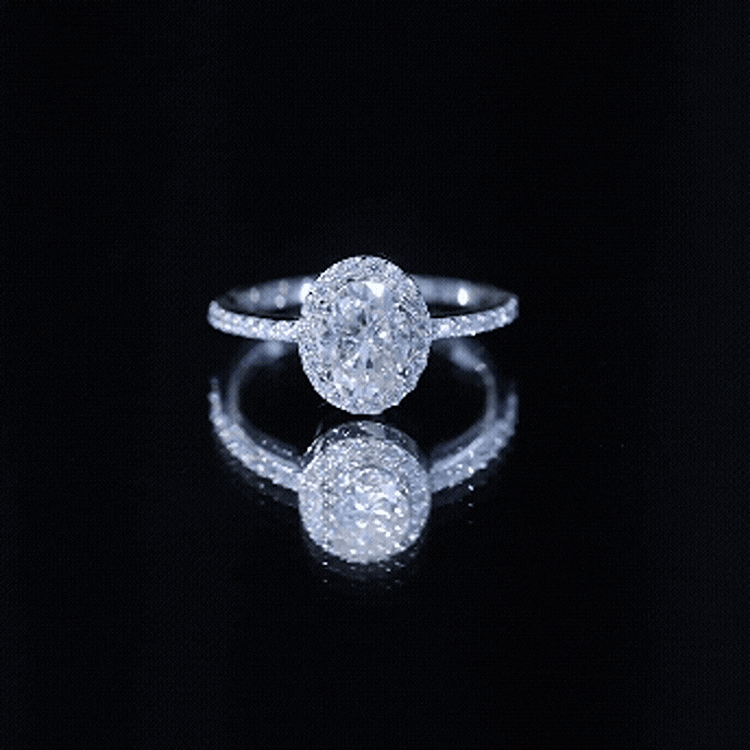1.2 Carat Certified Moissanite Oval Halo Engagement Ring For Her