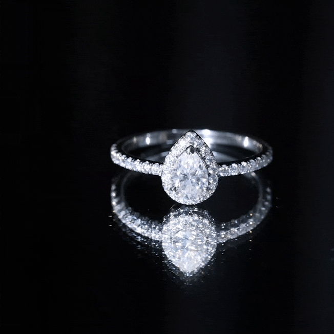 Certified Moissanite Teardrop Engagement Ring with Halo