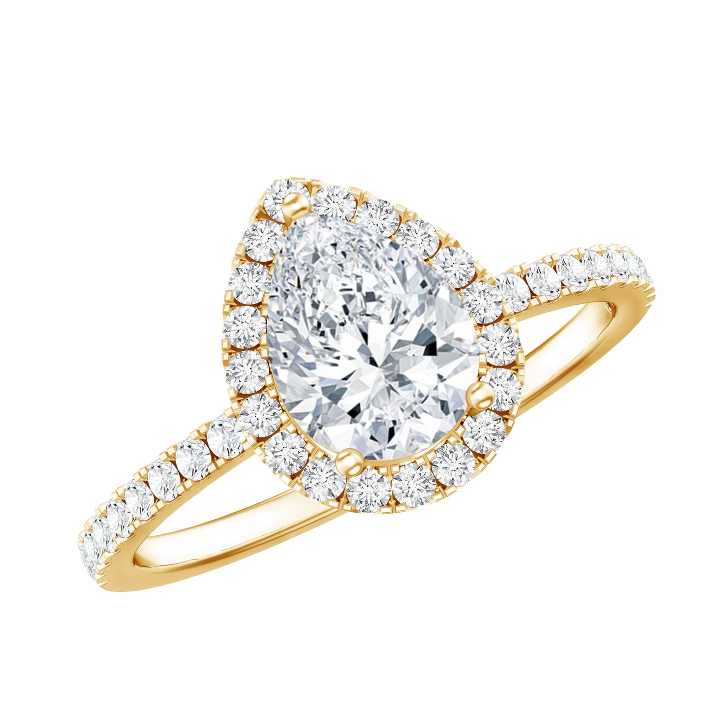 Certified Moissanite Teardrop Engagement Ring with Halo