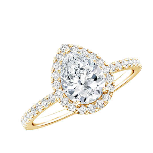 Pear Shape Moissanite Halo Engagement Ring for Women