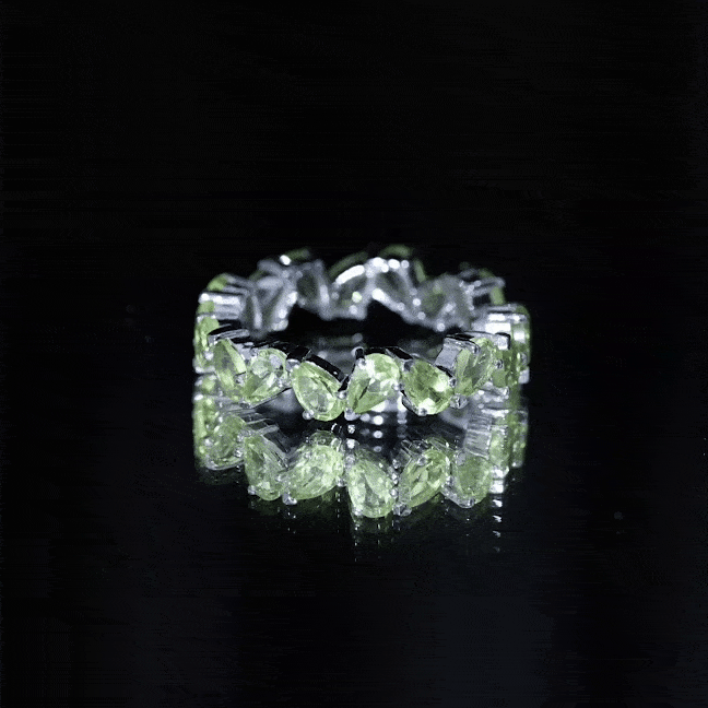 Natural Pear Shape Peridot Eternity Ring for Women