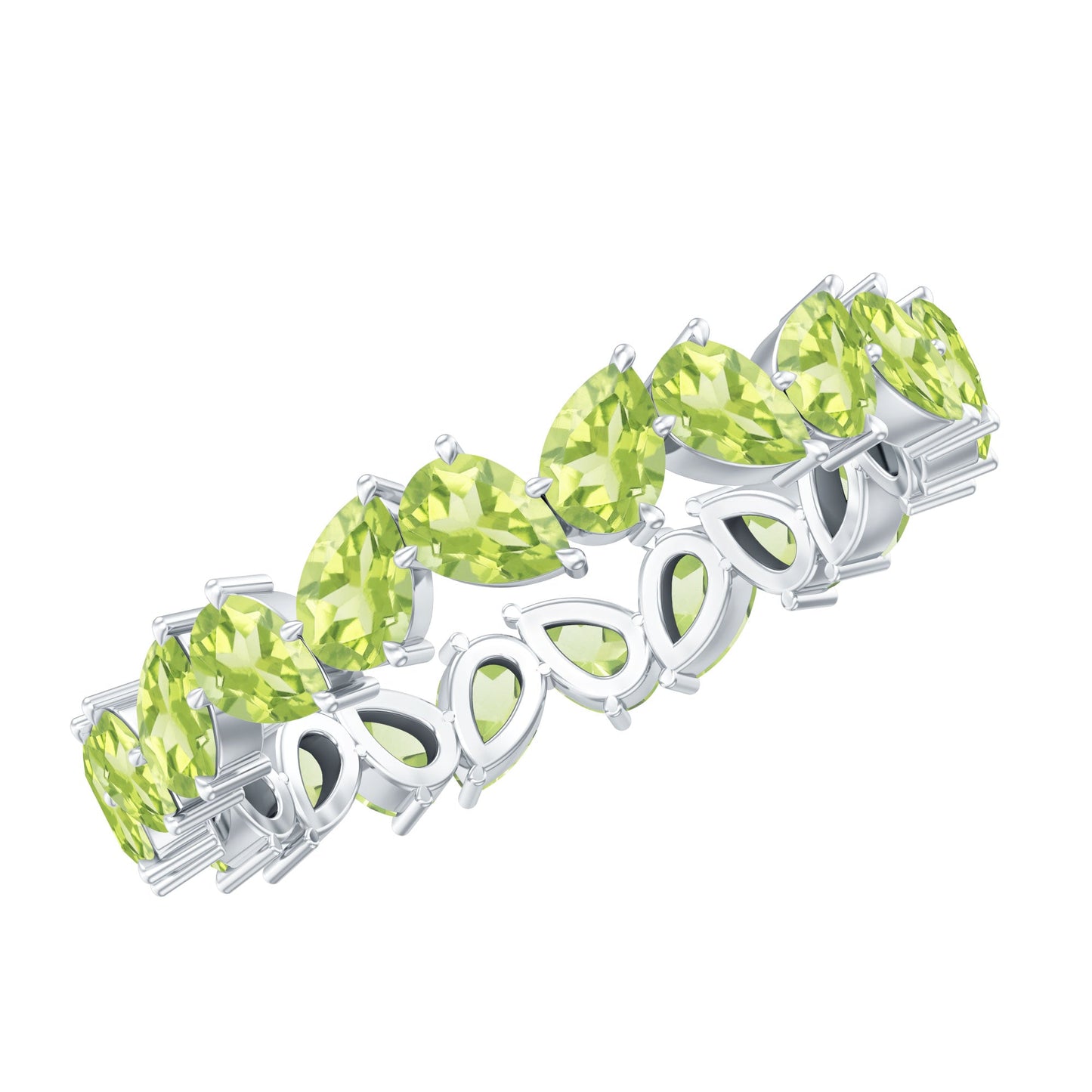 Natural Pear Shape Peridot Eternity Ring for Women