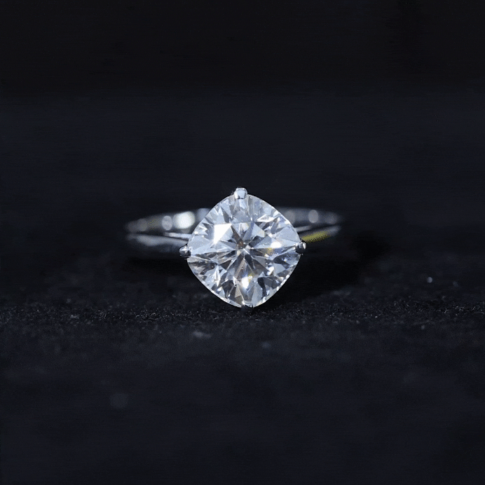 3 CT Cushion Moissanite Solitaire Engagement Ring