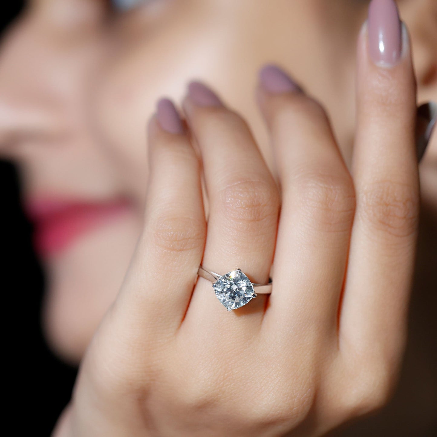 3 CT Cushion Moissanite Solitaire Engagement Ring