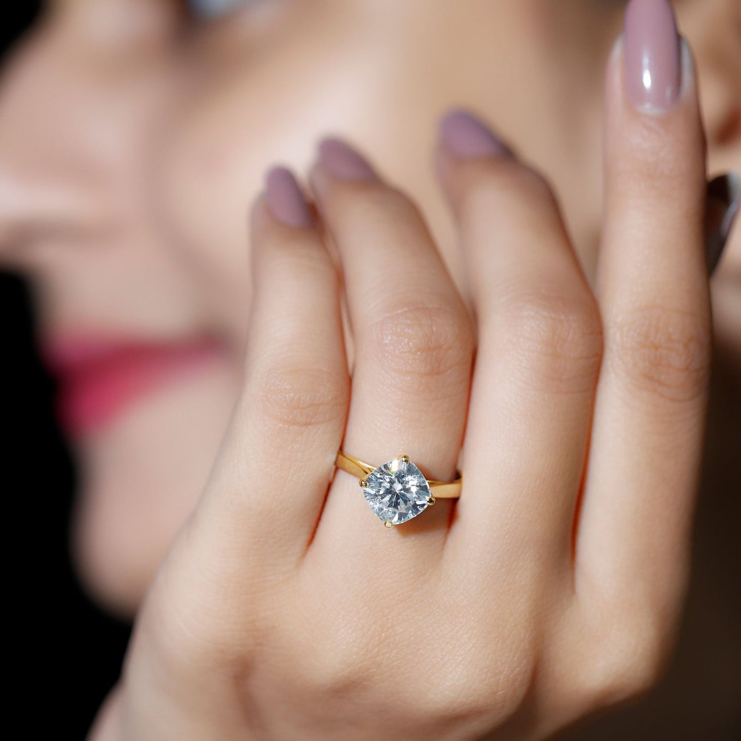 3 CT Cushion Moissanite Solitaire Engagement Ring