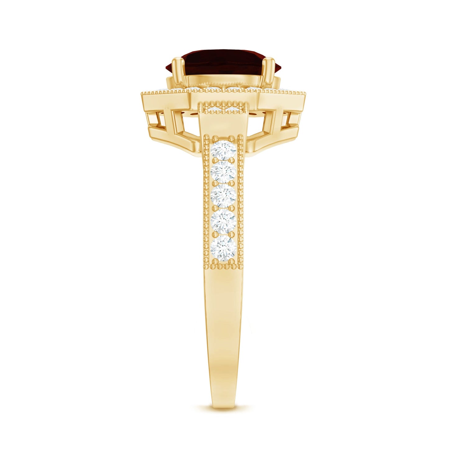2.3 Carat Garnet Art Deco Engagement Ring with Diamond Halo