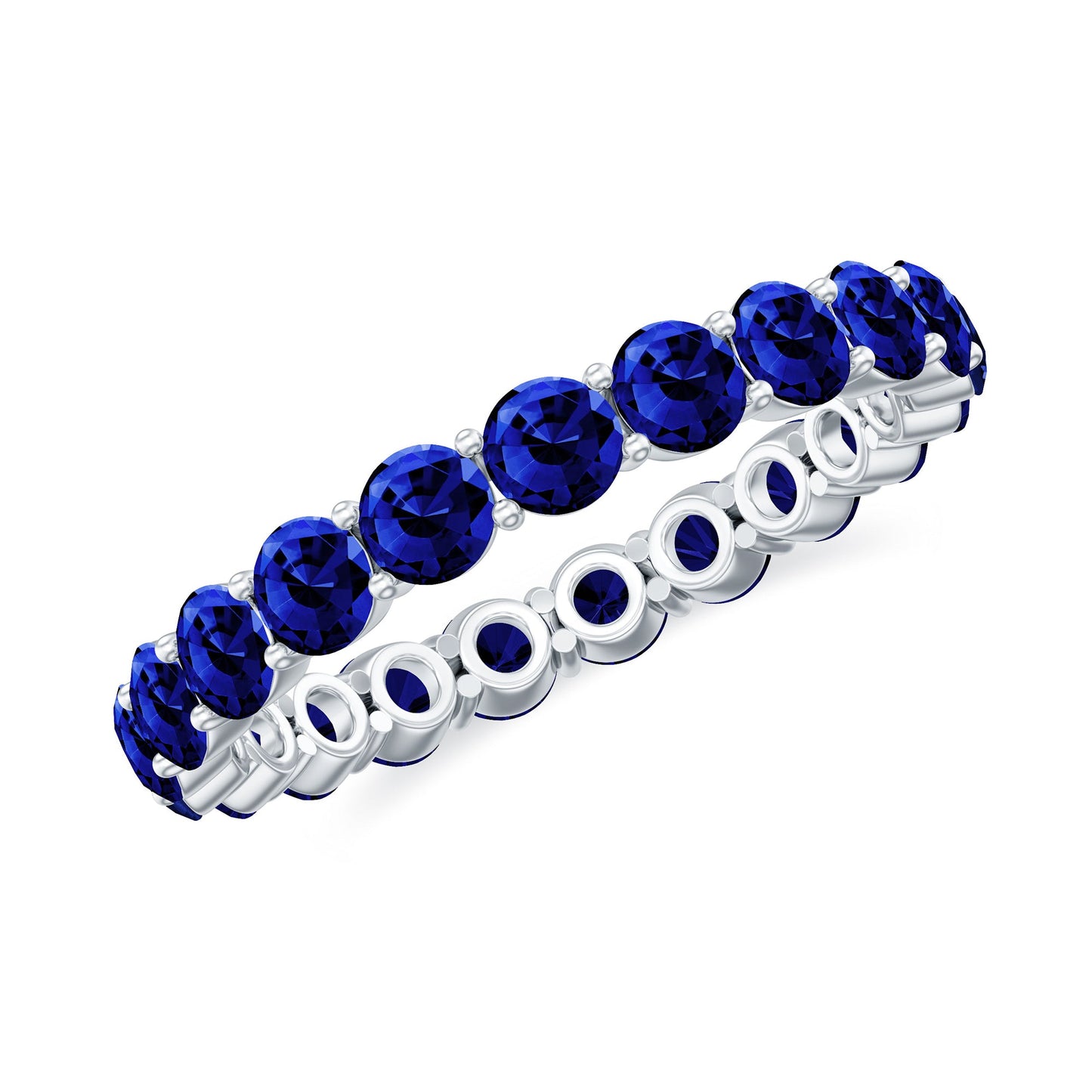 Certified Lab Grown Blue Sapphire Eternity Ring
