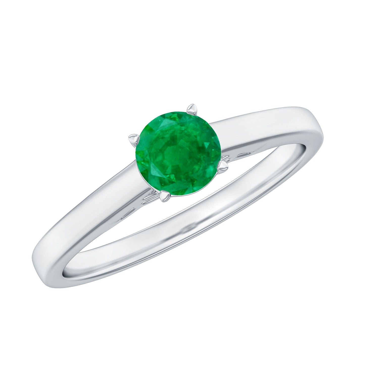 Round Shaped 0.4 Carat Emerald Solitaire Promise Ring for Her