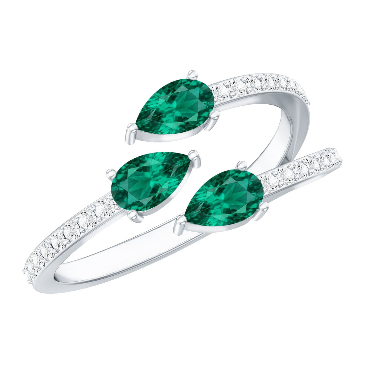 Certified Pear Shape Lab Grown Emerald Diamond Cocktail Ring