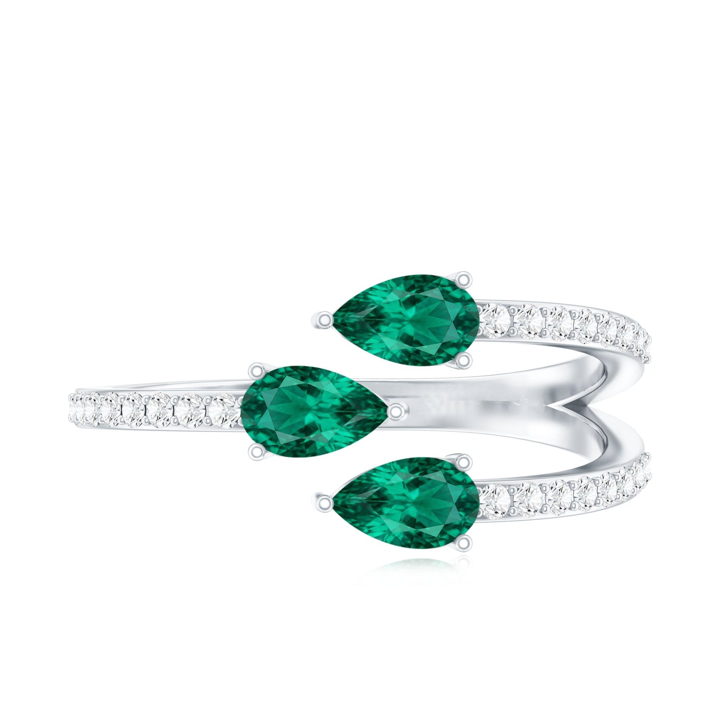 Certified Pear Shape Lab Grown Emerald Diamond Cocktail Ring