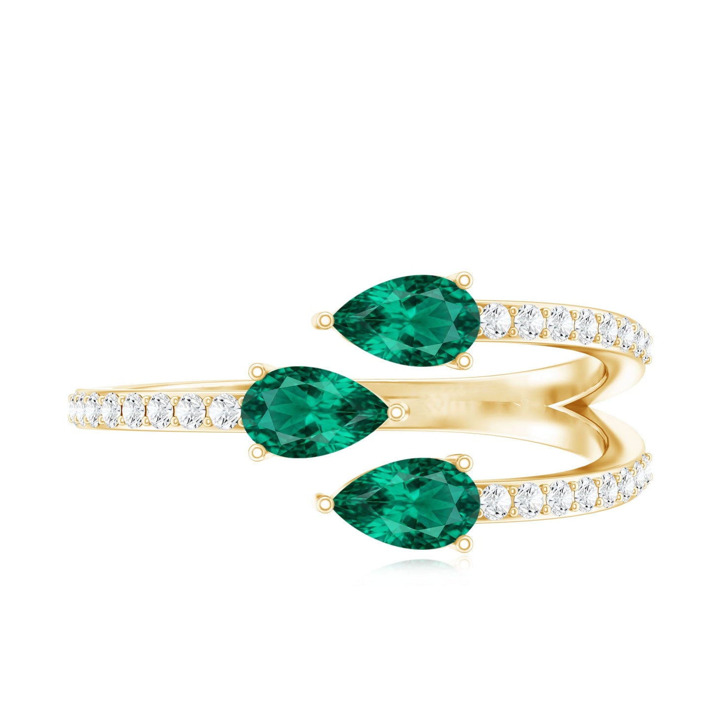 Certified Pear Shape Lab Grown Emerald Diamond Cocktail Ring