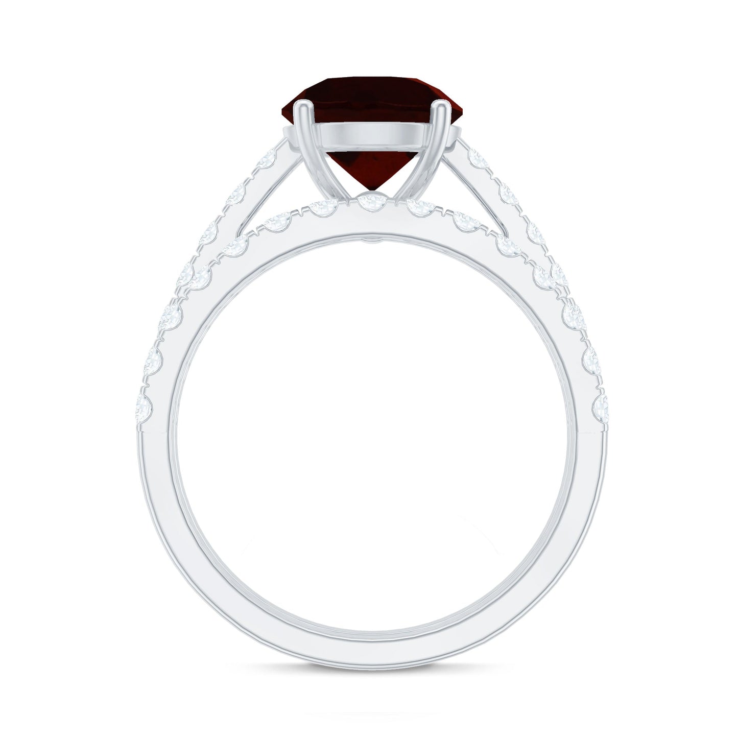 2.3 Carat Certified Real Garnet Wedding Bridal Ring Set