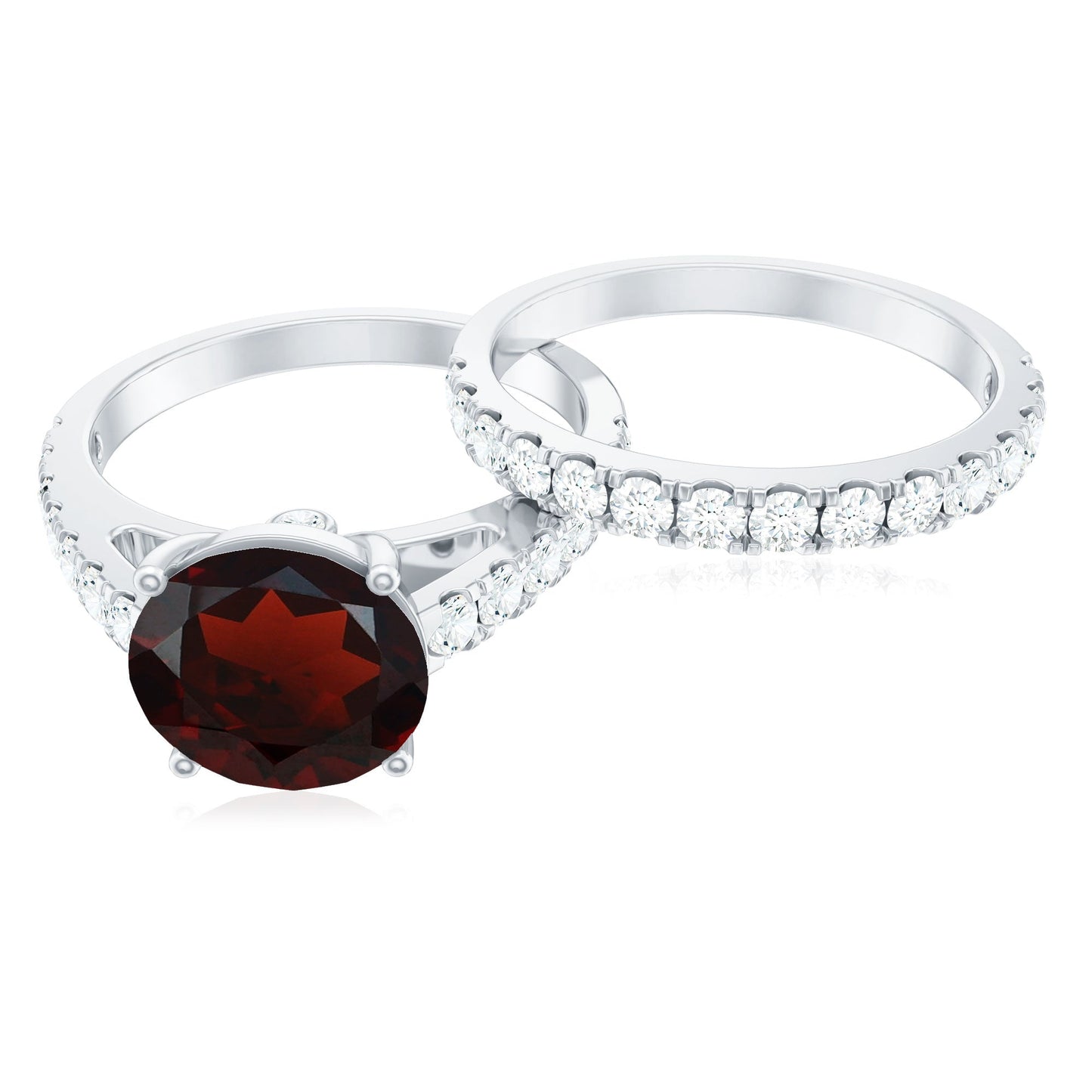 2.3 Carat Certified Real Garnet Wedding Bridal Ring Set