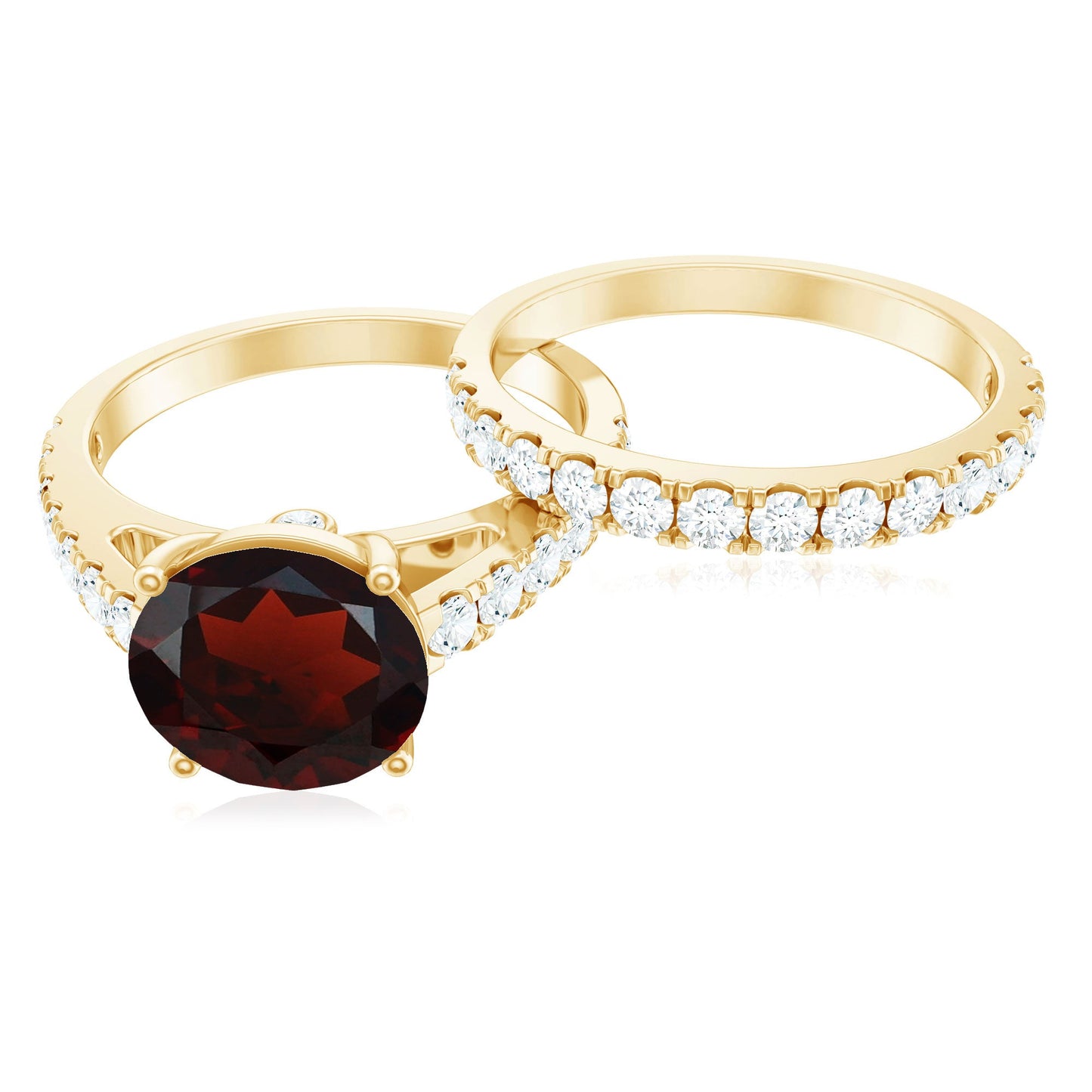 2.3 Carat Certified Real Garnet Wedding Bridal Ring Set