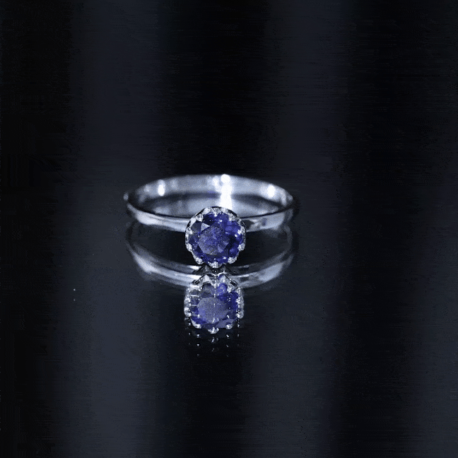 Certified 1 Carat Lab Grown Blue Sapphire Solitaire Engagement Ring