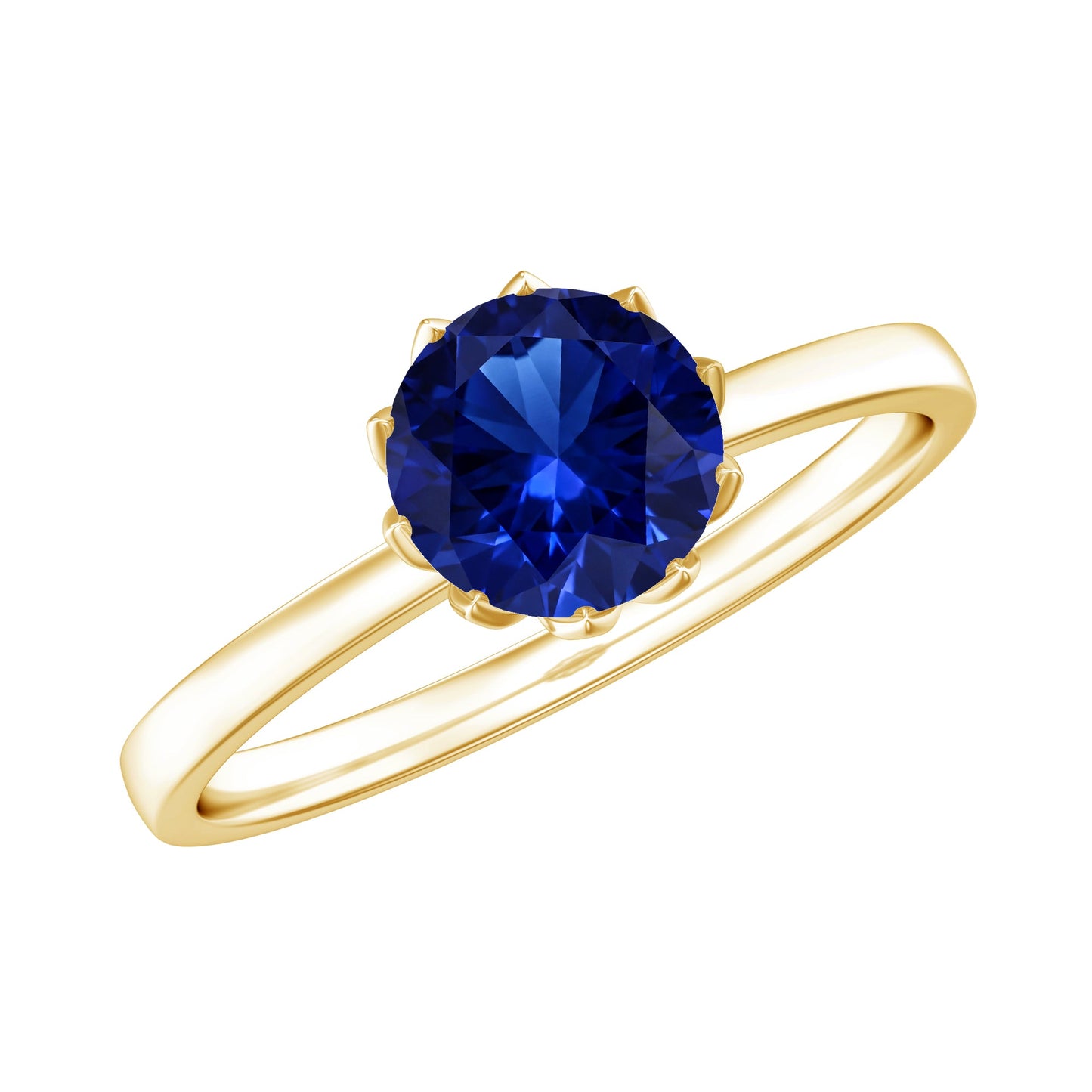 Certified 1 Carat Lab Grown Blue Sapphire Solitaire Engagement Ring