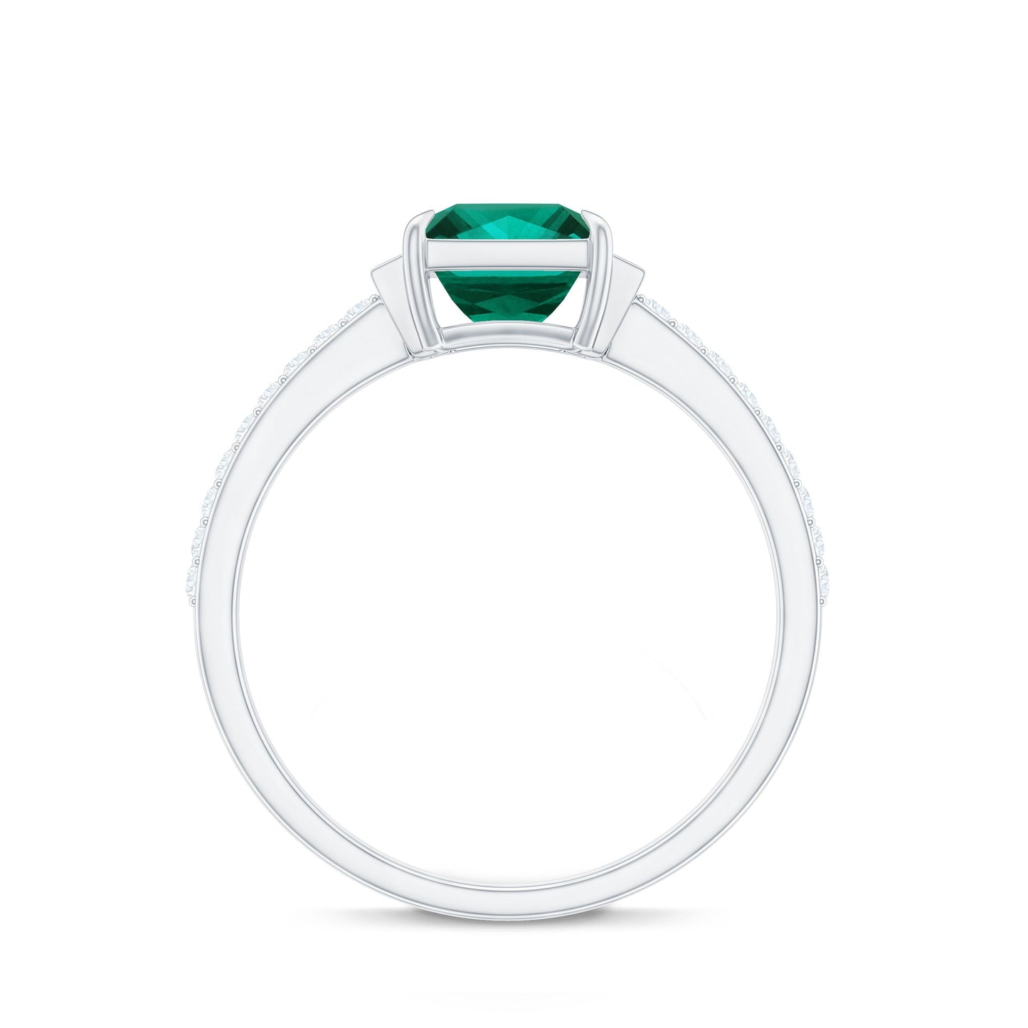 Lab Grown Emerald Diamond 3 Stone Engagement Ring with Certificate