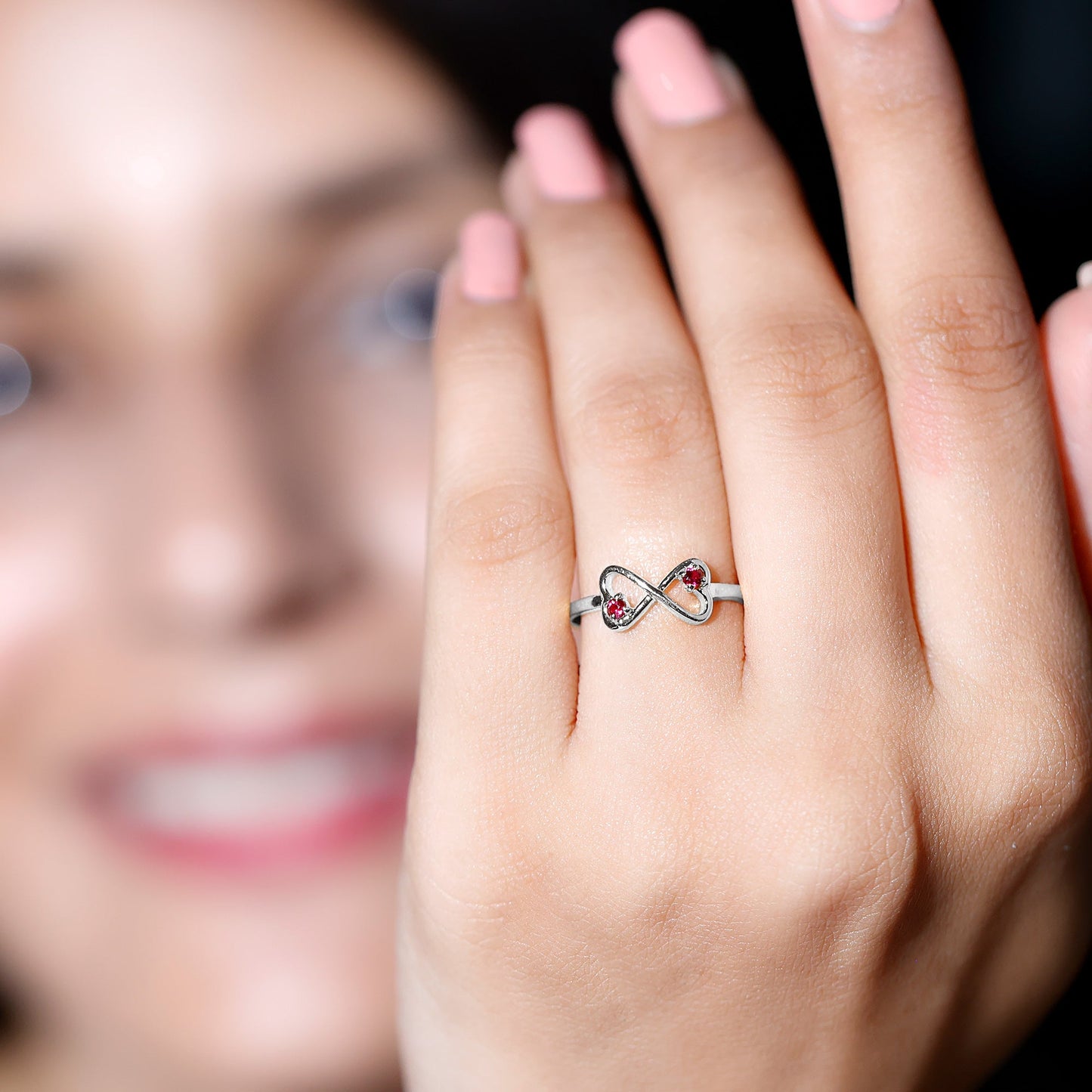 Lab Created Ruby Infinity Heart Promise Ring