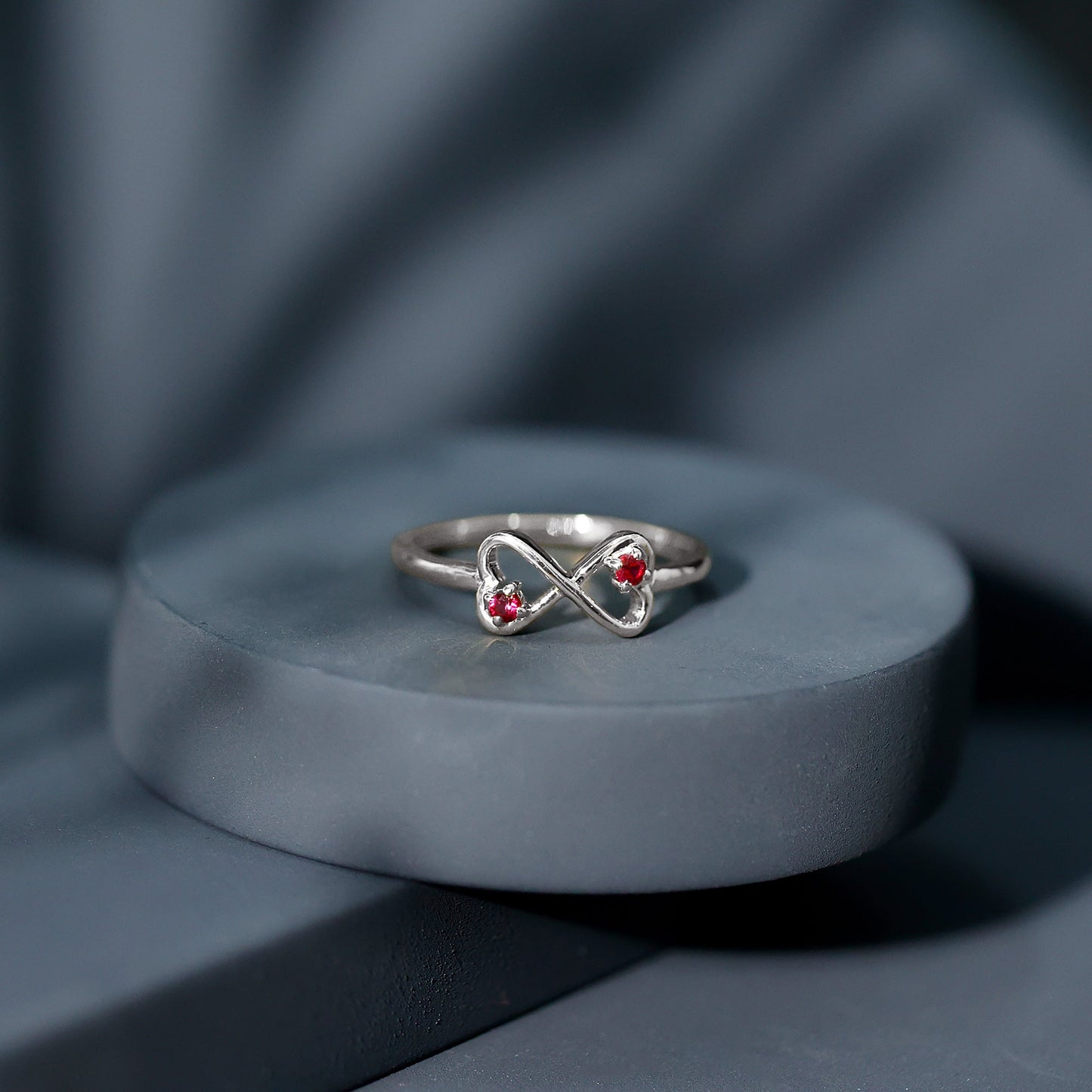 Lab Created Ruby Infinity Heart Promise Ring