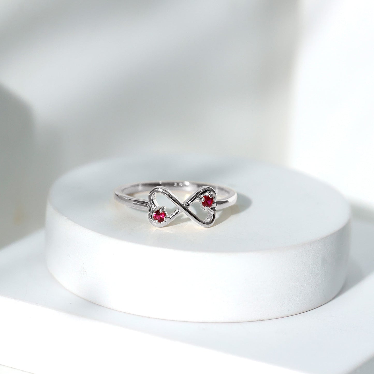 Lab Created Ruby Infinity Heart Promise Ring