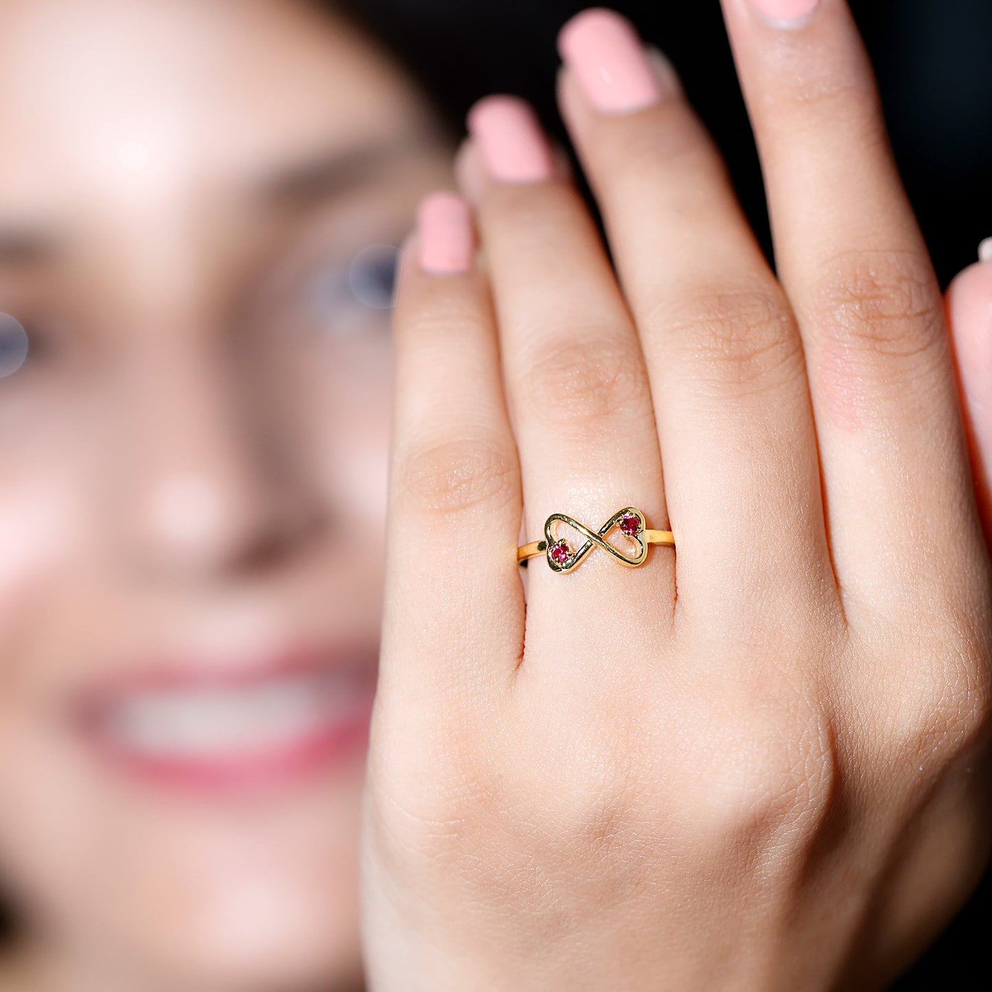 Lab Created Ruby Infinity Heart Promise Ring