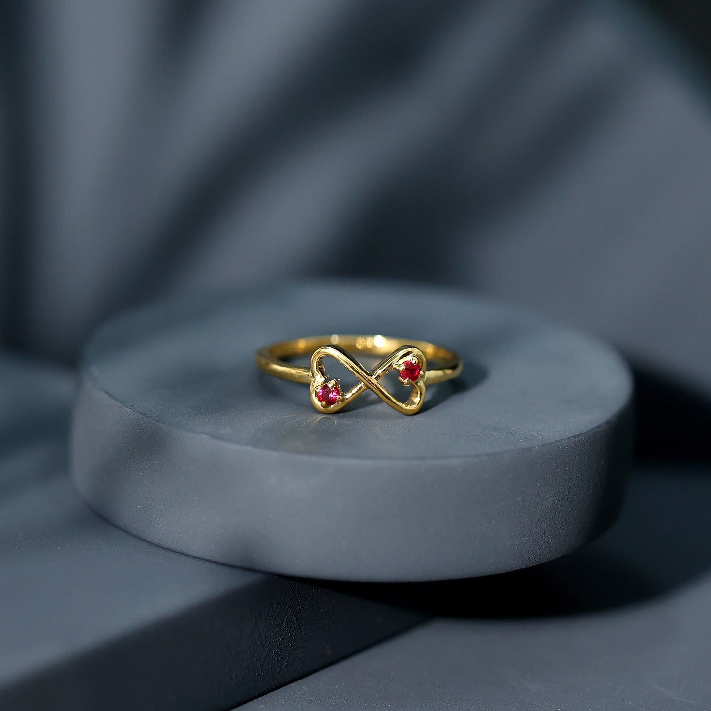 Lab Created Ruby Infinity Heart Promise Ring