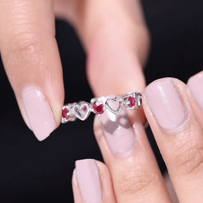 Certified Lab Created Ruby Heart Eternity Band Ring