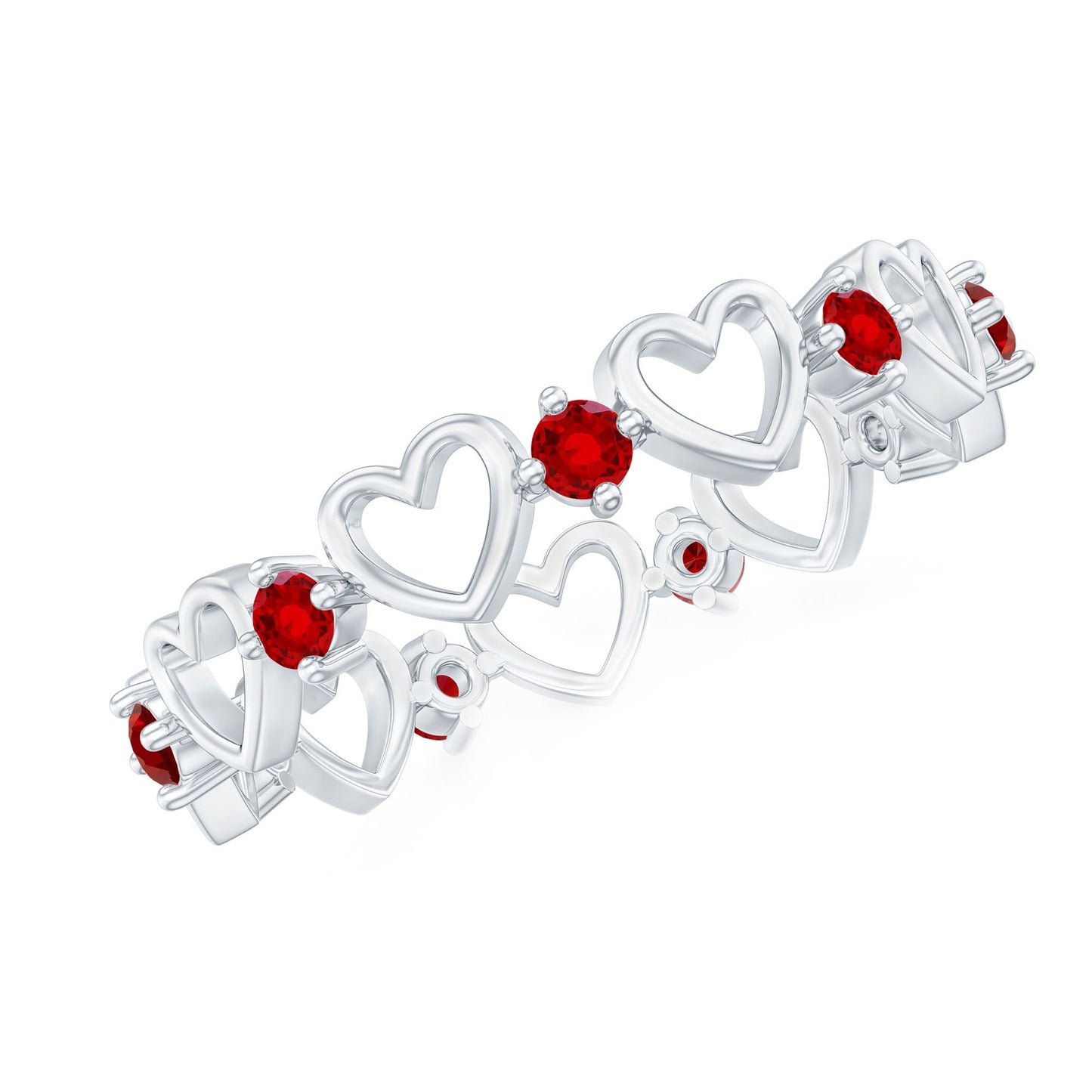 Certified Lab Created Ruby Heart Eternity Band Ring