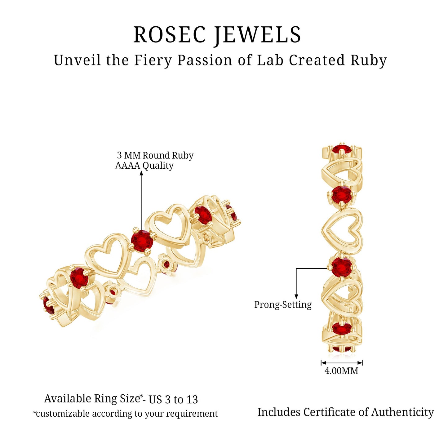 Certified Lab Created Ruby Heart Eternity Band Ring