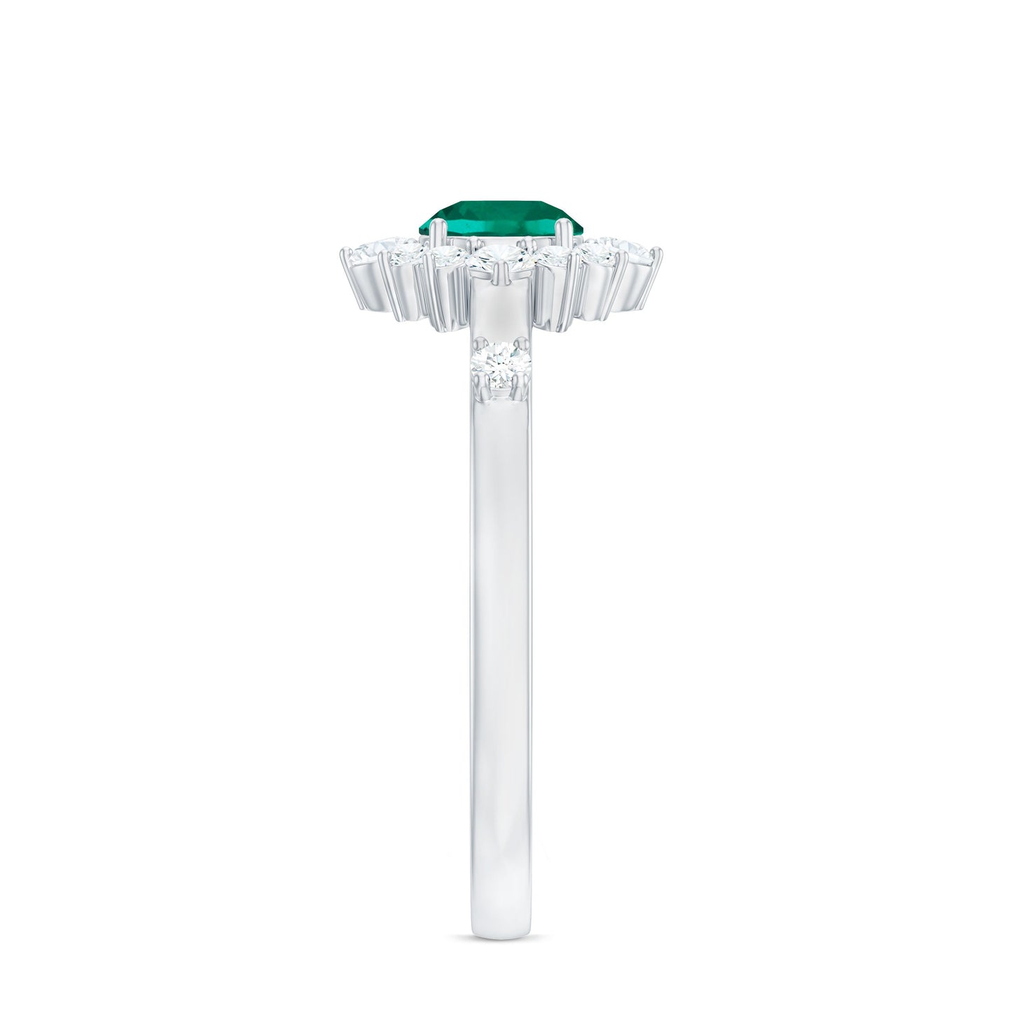 Certified Lab Grown Emerald Classic Engagement Ring with Diamond